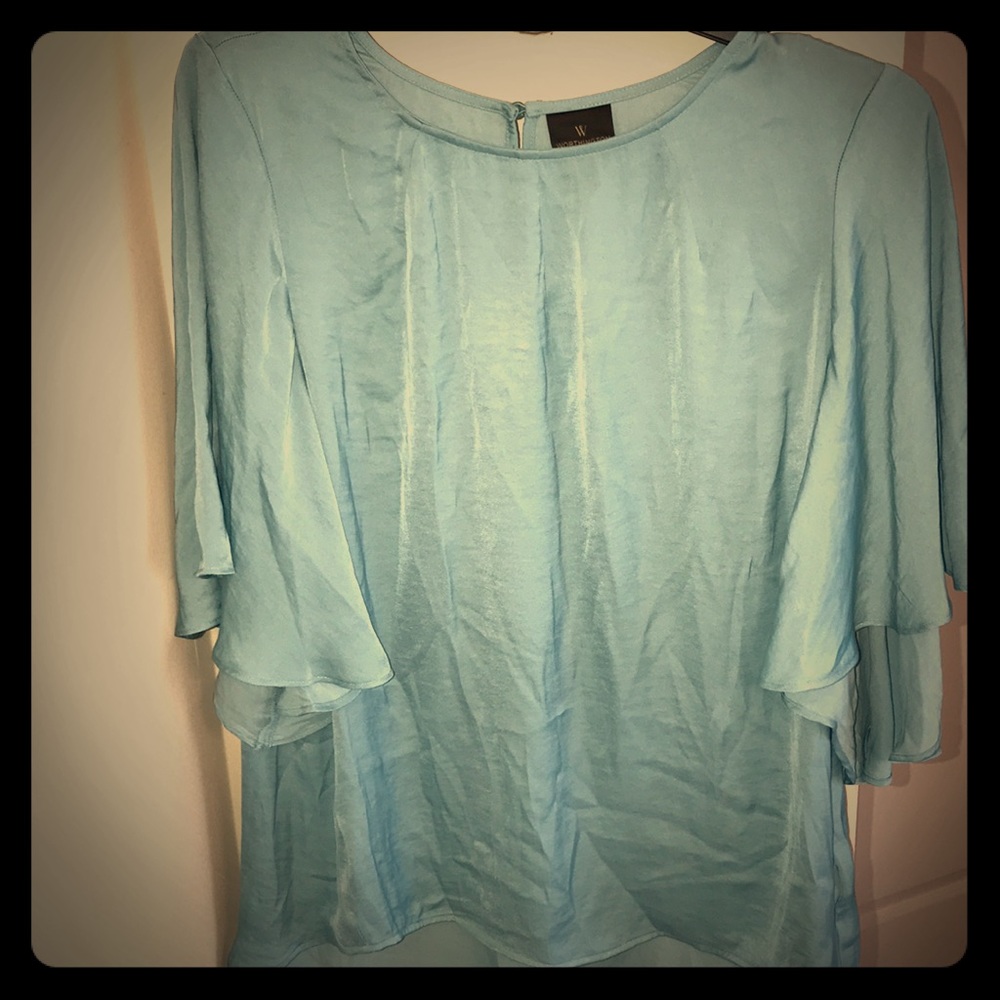 Beautiful Sea Green Blouse with Flare Arms Size M